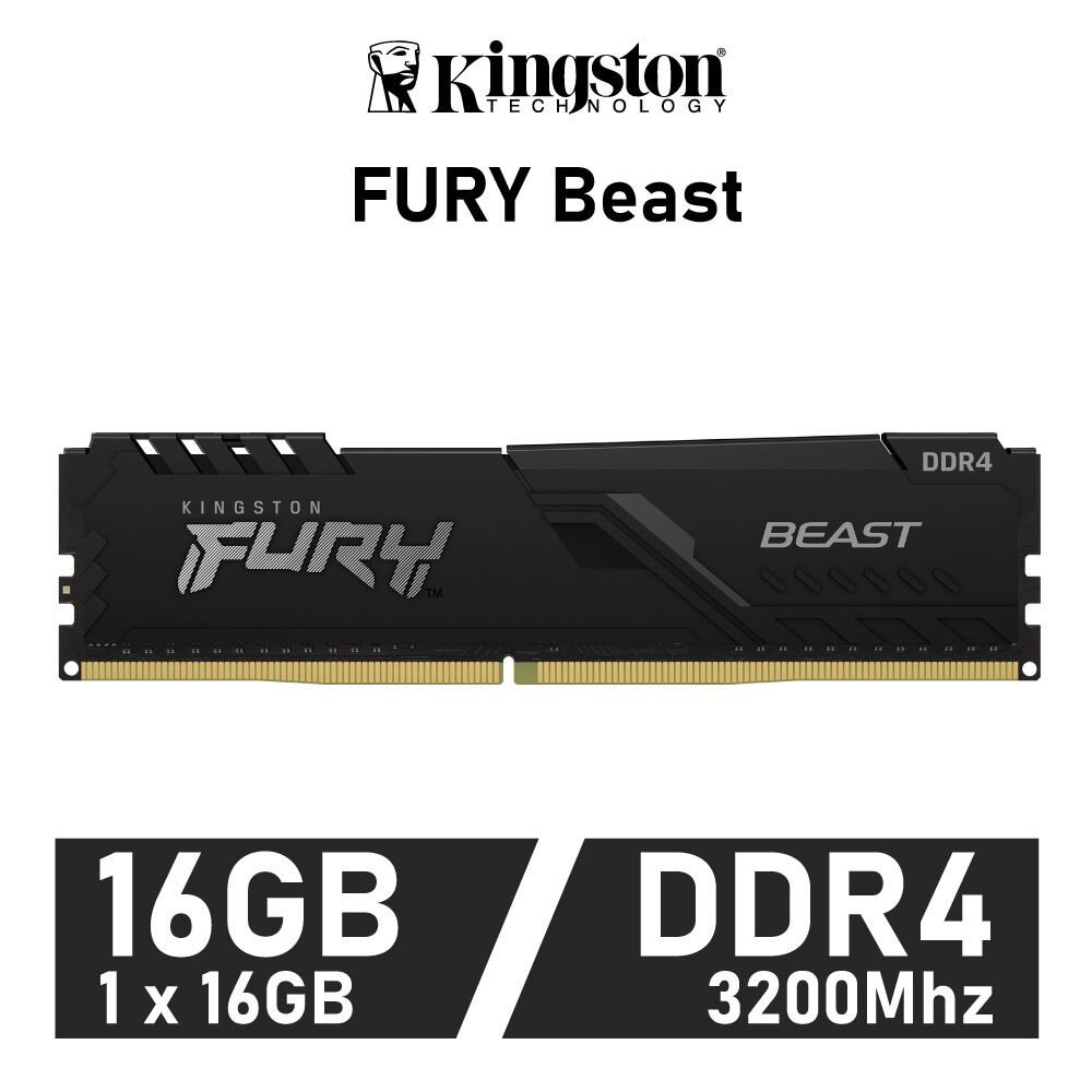 16GB (16GBx1) DDR4 3200MHz RAM (แรมพีซี) KINGSTON FURY BEAST (KF432C16BB/16)