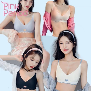 Pink Period เจลลี่บรา ดันทรง เสื้อชั้นใน สีทูโทนลายหัวใจ น่ารัก ไม่มีขอบล้อ การสนับสนุนแบบนุ่มนวล3D