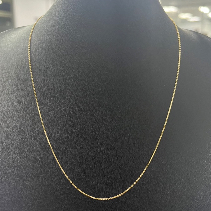 สร้อยคอทองคำ 18K Cable Link Necklace Gold 18K - 18 นิ้ว (แบบปรับขนาด)