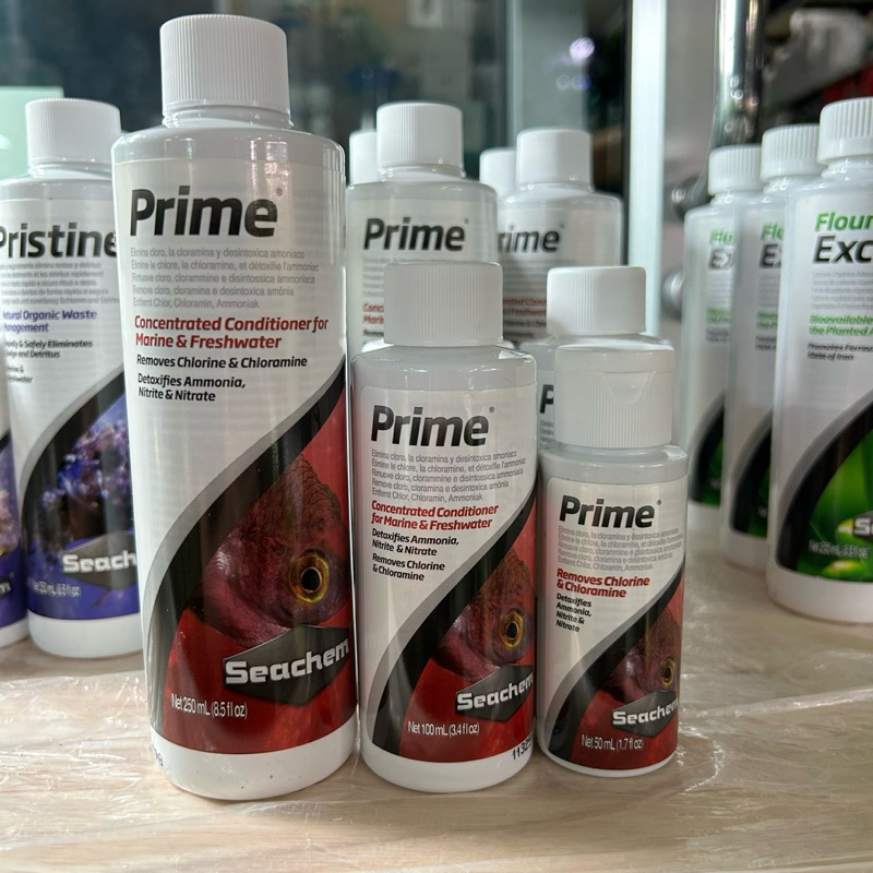 Seachem Prime Complete and concentrated conditioner น้ำยาสูตรเข้มข้นสำหรับขจัดคลอรีน คลอรามีน แอมโมเนีย ไนไตรท์ ไนเตรต