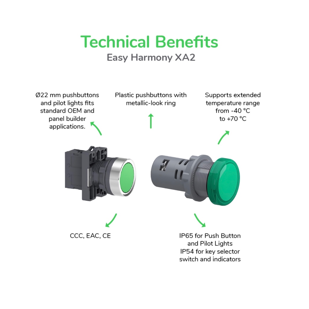 Schneider สวิตช์ปุ่มกดหัวเรียบ XA2EA3341 กดเด้งกลับ 22mm แบบพลาสติก, สีขาว Complete push button XA2 ราคา ถูกที่สุด ดีลบีเคเค แกลเลอรีภาพที่ 3
