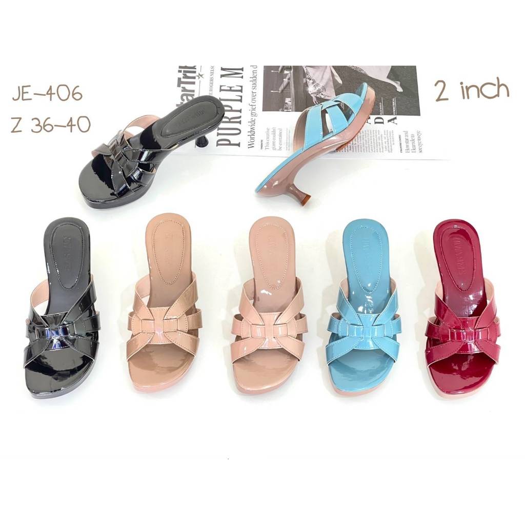 NIWA SHOES รองเท้าส้นสูง ส้นเกี๊ยะสวยๆ ส้นสูง 2.5 นิ้ว💘💘 รหัสสินค้า JE-406