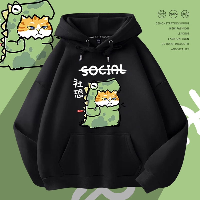 L754เสื้อแขนยาวมีหมวก สำหรับชายและหญิง.ลายแฟชั่นนานาชาติ เสื้อมีกระเป๋าใส่ของได้