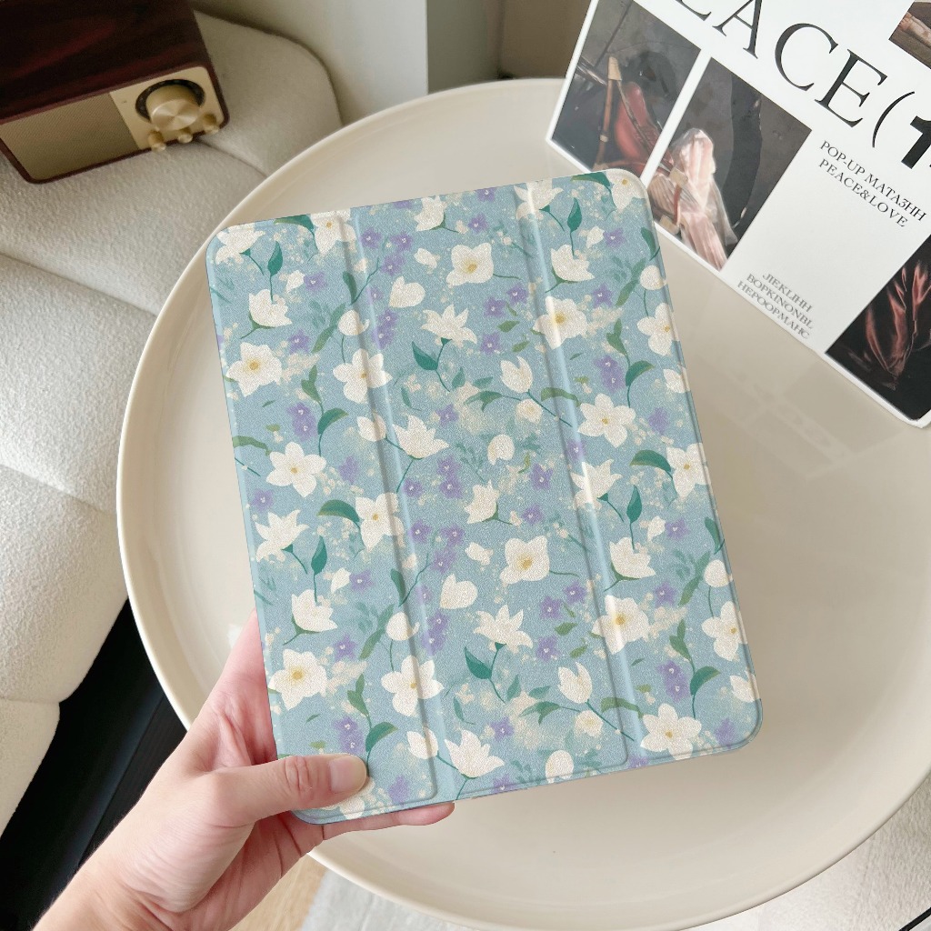 จัดส่งทันที เคสไอแพด Flowers Gen9/8/7 10.2 Pro11 2024 Air5/4 10.9 Air6 11 ดอกไม้ เคสipad mini7 Air3