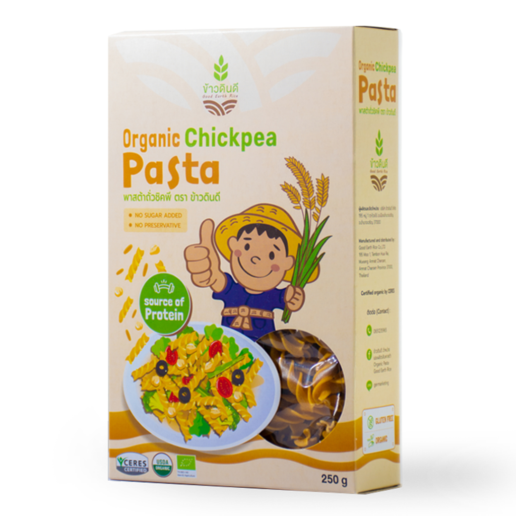 พาสต้าข้าวดินดี  พาสต้าถั่วลูกไก่ Organic Chickpea Fusilli Pasta #Gluten Free# 250g./กล่อง