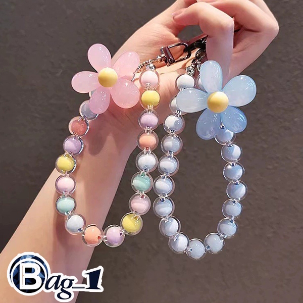 bag_1(BAG2175) พวงกุญแจ-ลูกปัดไข่มุกมีดอกไม้ ที่ห้อยกระเป๋า+ห้อยมือถือ