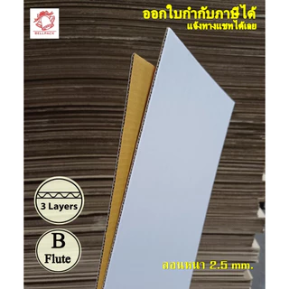 แผ่นกระดาษลูกฟูกสีขาว กระดาษลัง งานศิลปะ ขนาด 61x90 cm., 45x61 cm., 30.5x45 cm. ลอนB 3 ชั้น /แพ็คละ 10-25 แผ่น