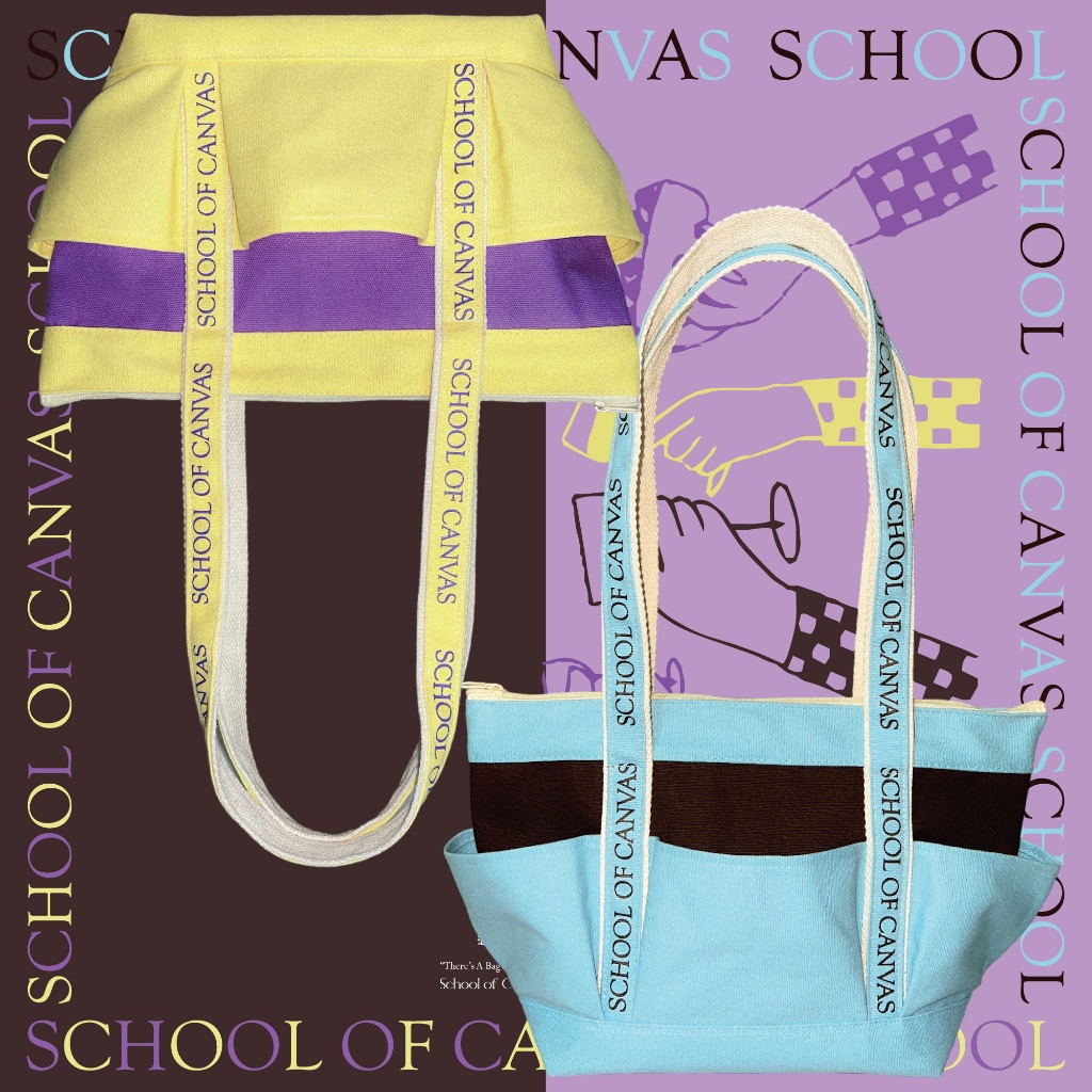 "Two Tone PICNIC Tote" School of Canvas