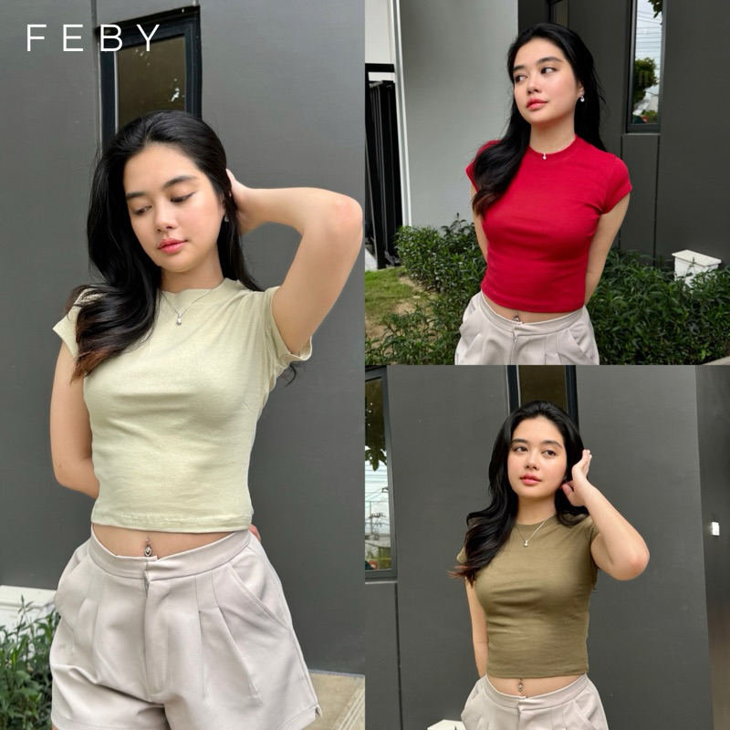 FEBY เสื้อยืด BABY TEE คอกลม แขนเต่อ