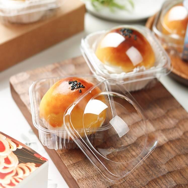 กล่องขนมเปี๊ยะ ขนมไหว้พระจันทร์ กล่องพลาสติกใส+ฝาโดม ขนาด 80 g. แพ็ค 50 ชุด