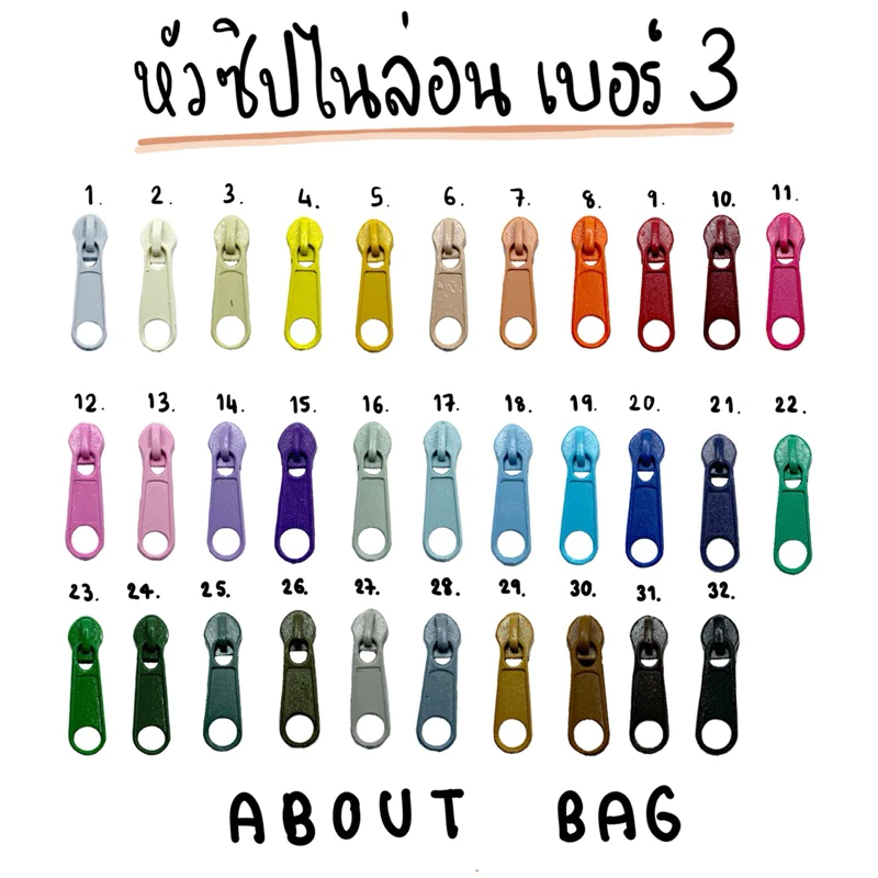 ( 100 ตัว/ 1 ห่อ ) หัวซิปไนล่อนเบอร์ 3 👉🏻 มีเส้นซิปตามสี 👈🏻 สินค้าพร้อมส่ง 👉🏻ต้องการสินค้าจำนวนมากรบกวนทักแชทแม่ค้านะคะ