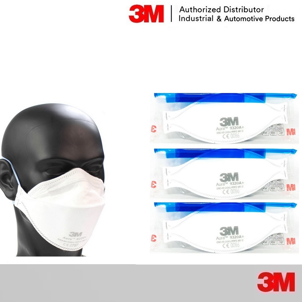 3เอ็ม (3 ชิ้น) หน้ากากป้องกันฝุ่นแบบพับได้ รุ่น 9320A+ FFP2 3M Aura 9320A+ Respirator