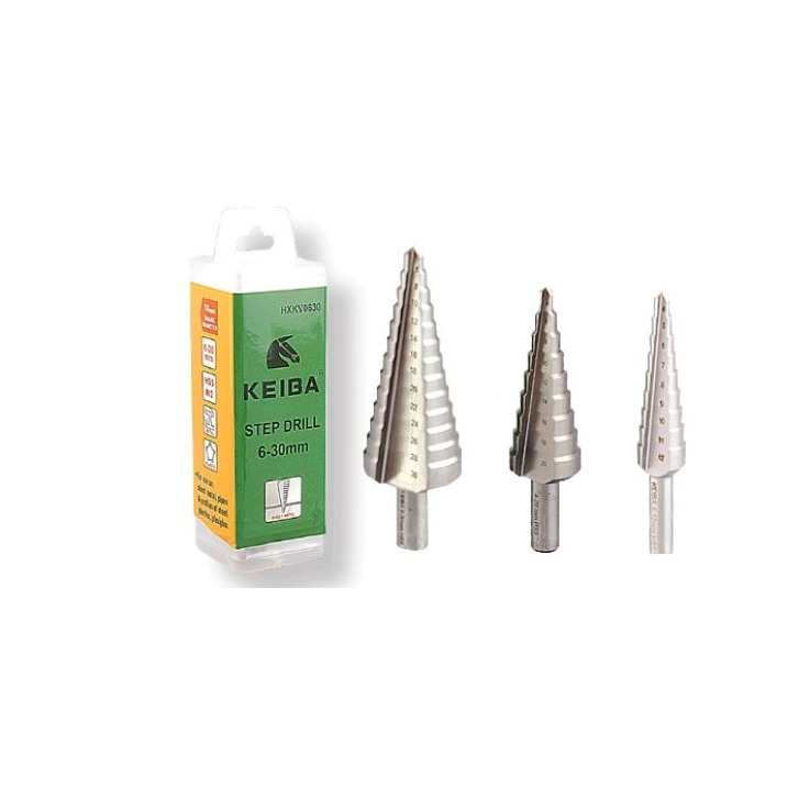 Keiba ดอกสว่าน step drill  HSS 13step  6-30mm no.HXKV0630 ราคาต่อ 1ดอก