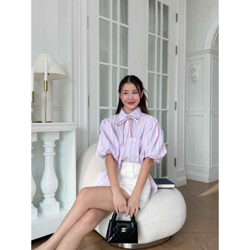 เชิ้ตแขนบอลลูนผ้าไม่ต้องรีด