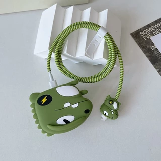 1ชุด 4ชิ้น เคส 3Pin สำหรับ ไอโฟน Apple Power Adapter 18W/20W สายชาร์จ ลายการ์ตูนน่ารัก Cable Bite