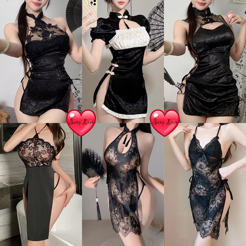 💗Sexy Love💗ชุดลูกไม้เซ็กซี่ ชุดกี่เพ้าเซ็กซี่ หลายสไตล์  กรีดด้านข้าง ใส่สบาย ส่งจากไทย