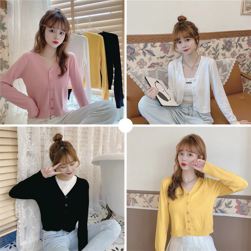 เสื้อคลุมคาร์ดิแกนทรงครอปสั้น ผ้าถักใส่สบาย แมตช์ใส่น่ารัก มี 8 สีให้เลือกค่ะ