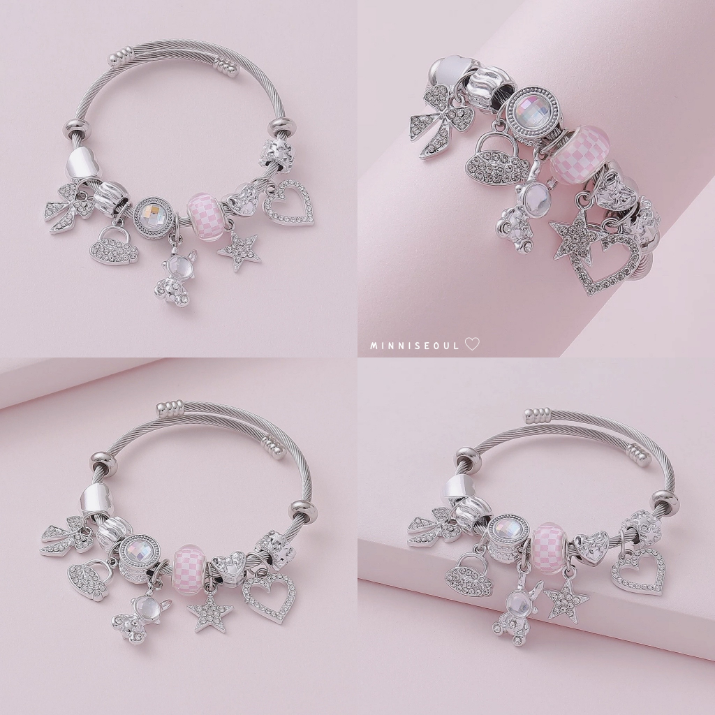 A88 กำไลข้อมือ BEAUTIFUL RABBIT STAR SILVER ปรับขนาดได้ ไม่ลอก ไม่ดำ จัดส่งทุกวัน