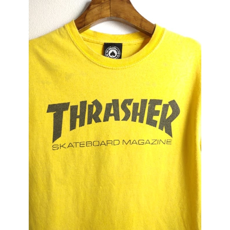 เสื้อยืด มือสอง สายสเก็ต ลายแบรนด์ THRASHER อก 36 ยาว 26