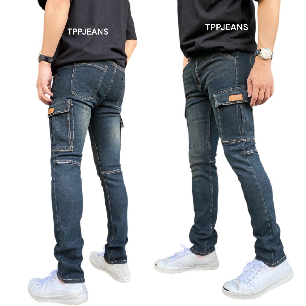 JEANSEXPRESS Cargo Jeans กางเกงยีนส์คาร์โก้ทรงสกินนี่ กระเป๋าข้าง ยีนส์ยืด ใส่สบาย เป้าซิป Size 28-36 รับชำระปลายทาง