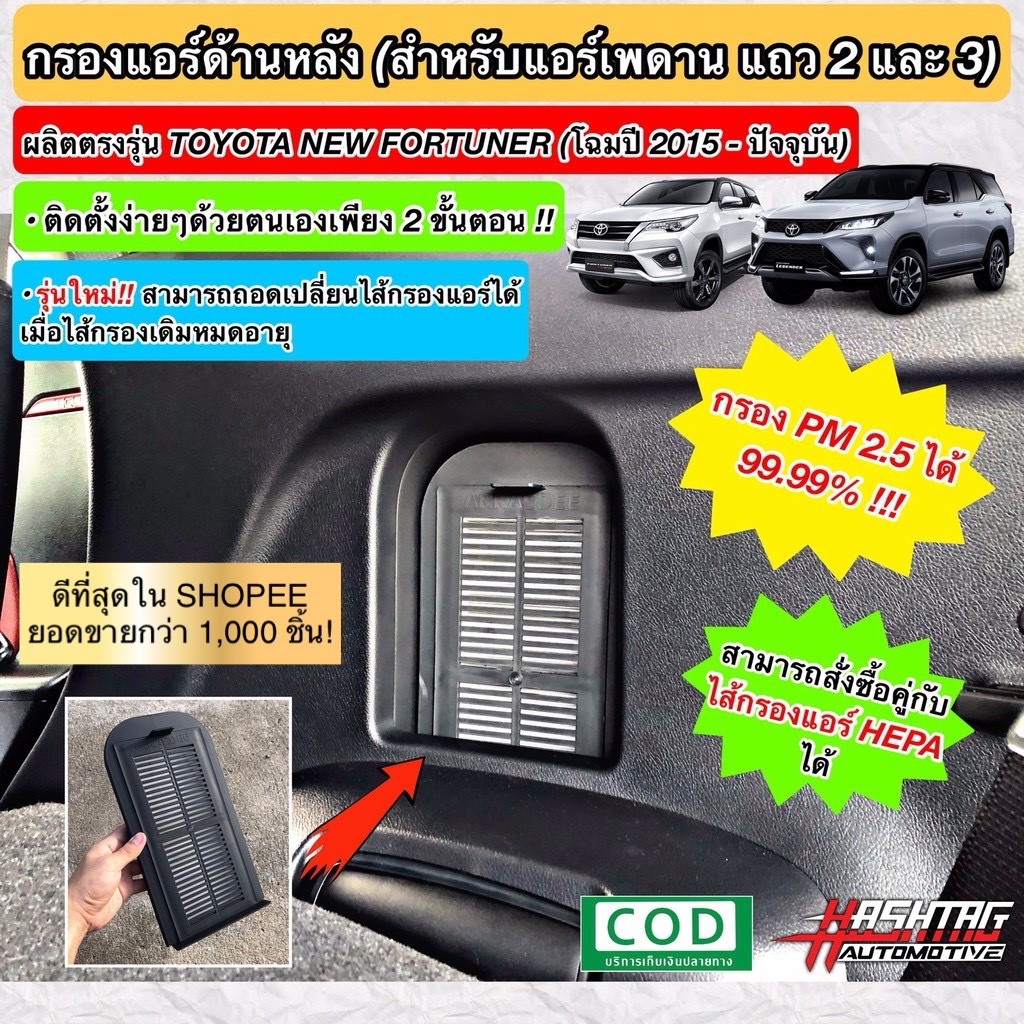ใหม่! ชุดกรองแอร์หลัง TOYOTA NEW FORTUNER เนื้อกรองฝุ่นประสิทธิภาพสูง สำหรับตู้แอร์หลังนิวฟอร์จูนเนอร์ (Rear Air Filter)