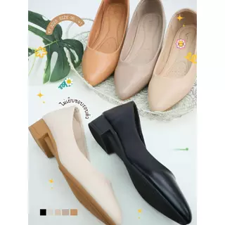 KT2225 รองเท้าคัชชู ไม่เย็บขอบ ส้นก้อนสูง 1 นิ้ว