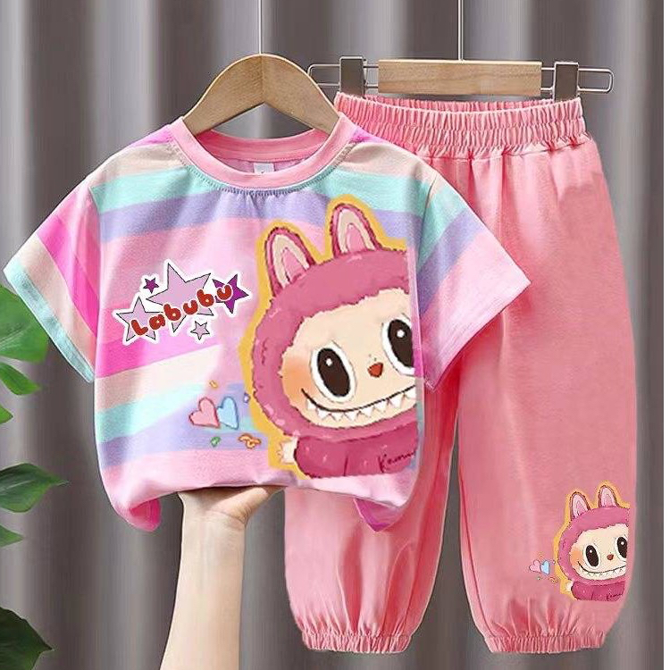 สุดฮิต ชุดเซ็ทเด็กลายแคร์แบร์สายรุ้ง เสื้อแขนสั้น+กางเกงขายาว