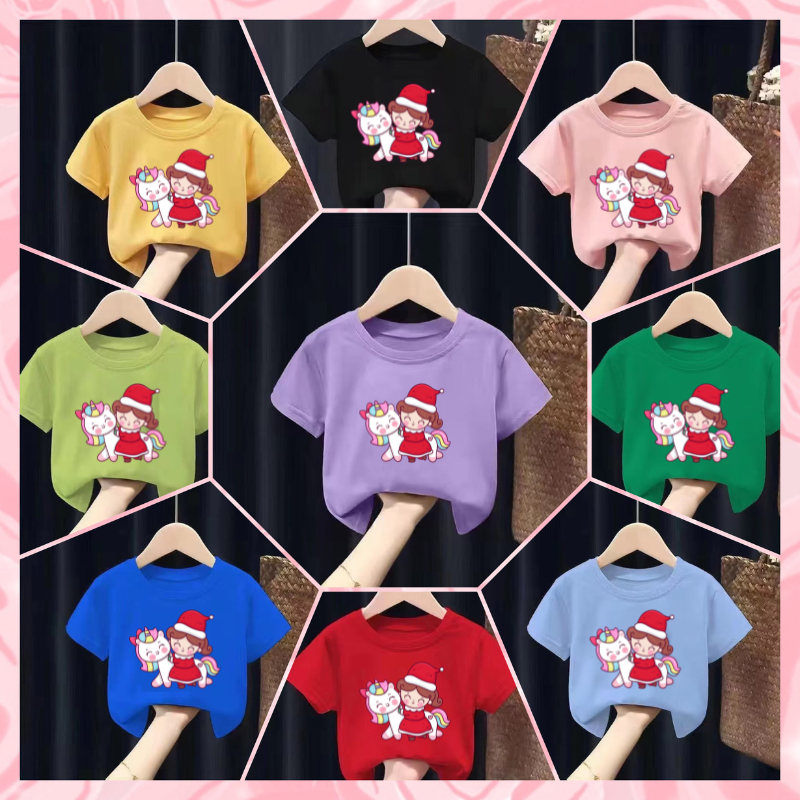 Hot2024 เสื้อยืดเด็กพิมพ์ลายการ์ตูน วันคริสต์มาส Christmas Day  น่ารักๆๆๆๆ ผ้าฝ้าย Pattern 86