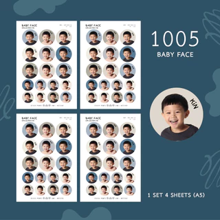 สติ๊กเกอร์ชื่อ กันน้ำ ลาย BABY FACE ( Name Sticker 4 sheet / set )