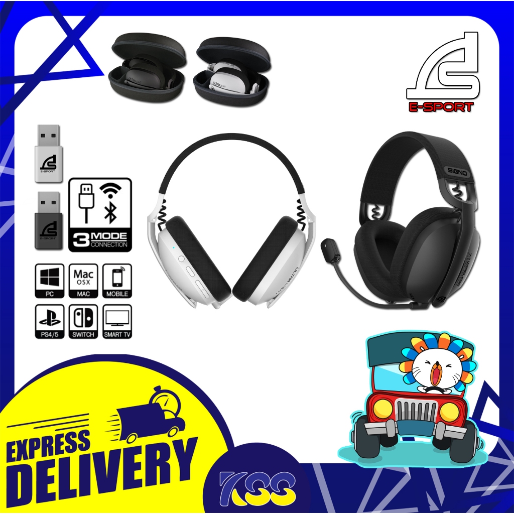 หูฟังไร้สาย เชื่อมต่อ 3 ระบบ SIGNO WIRELESS & BLUETOOTH HEADPHONE 7.1 SURROUND รุ่น WP-601 BK/WH ประ