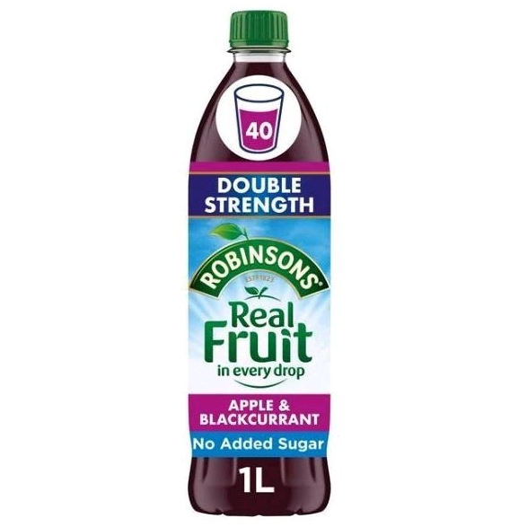 Robinson’s Double strength apple and blackcurrant Squash 1L โรบินสัน ดับเบิ้ลสควอชแอปเปิ้ลและแบล็คเค