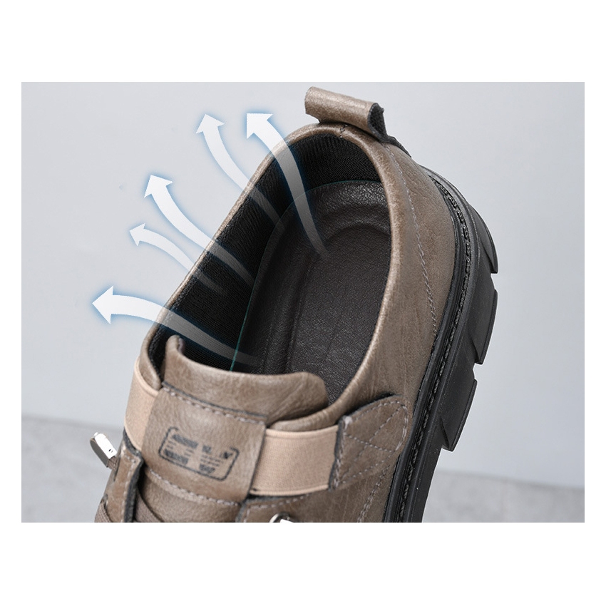 รองเท้าหนัง pu สำหรับผู้ชายทำงาน  ใส่สบาย พื้นรองเท้าอ่อนนุ่มกันลื่นและทนต่อการสึกหรอ การออกแบบการปิดด้วยตีนตุ๊กแก