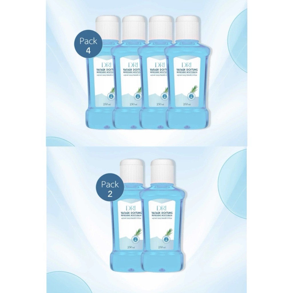 แพ็ค 6 น้ำยาบ้วนปากหญ้าแฝก ดอยตุง DRI Yafek Doitung Refreshing Mouthwash I สูตรธรรมชาติ I ไม่แสบปาก I จัดการกลิ่นปาก