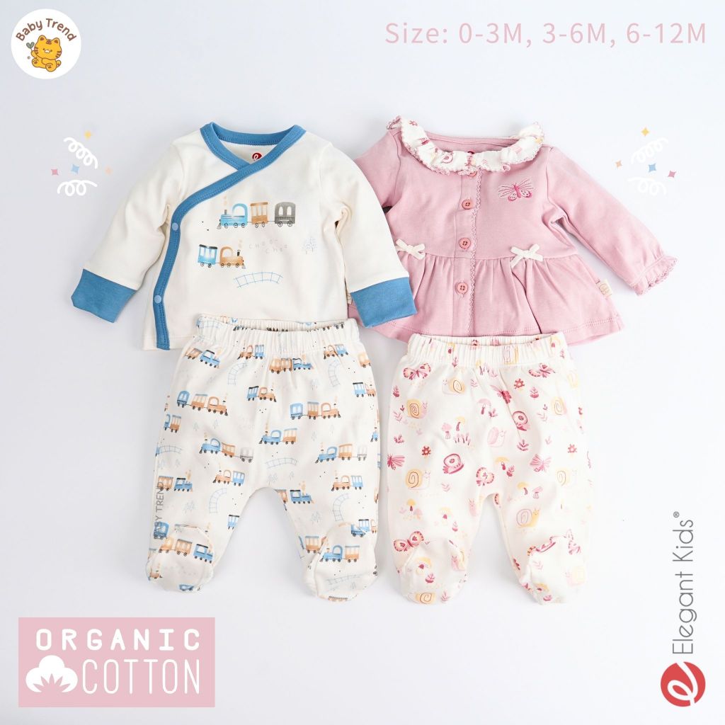 Elegant Kids ชุดเซ็ทเด็กอ่อน 0-12 เดือน เสื้อแขนยาวและกางเกงคลุมเท้า รุ่นผ้า Org