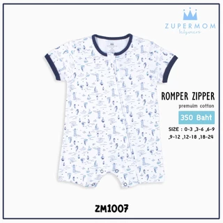 Zuper Mom ชุดหมีเด็กอ่อน ZIPPER แขนสั้น ขาสั้น บอดี้สูทเด็กอ่อน ชุดเด็กแรกเกิด ผ้าcotton100% สำหรับ 0-24เดือน