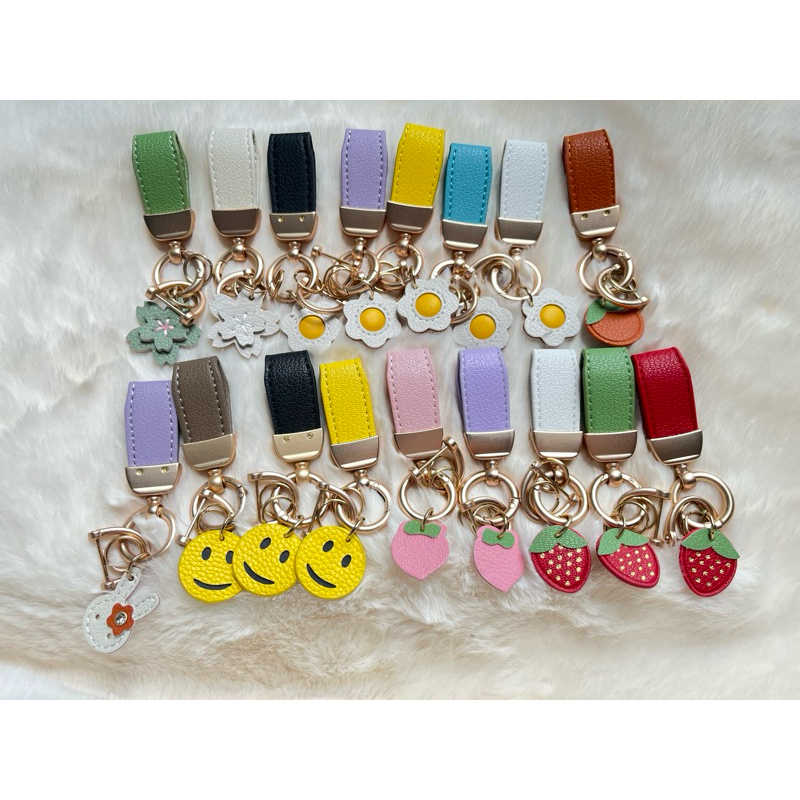 🌈🎊KC002 พวงกุญแจหนัง PU ห้อยกุญแจรถ กุญแจบ้าน ห้อยกระเป๋า