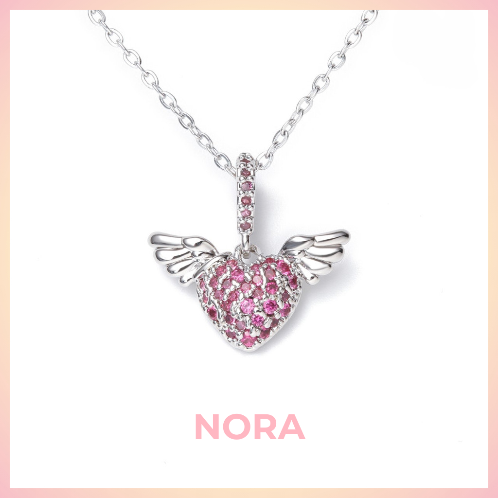 NORA Jewelry สร้อยคอทองคำขาว สร้อยคอผู้หญิง จี้เงิน จี้หัวใจ สร้อยคอละเอียดอ่อน ของขวัญ A-N2334