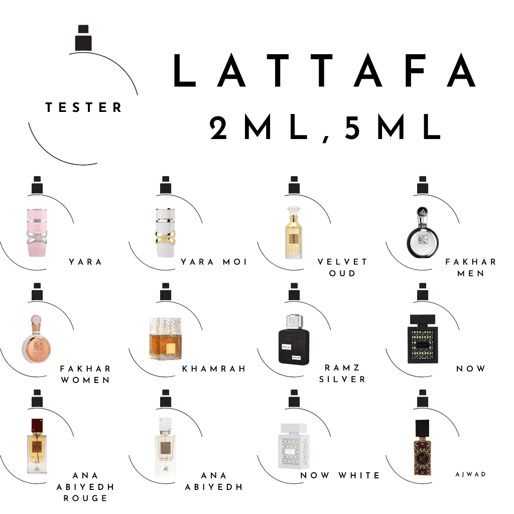 Tester น้ำหอม Lattafa แบ่งขาย ขนาด 5 ml 2 ml ติดทน หอมนาน ของแท้100% นำเข้าจาก UAE