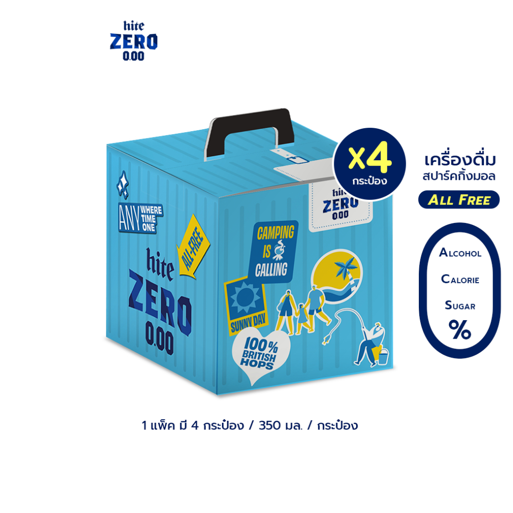 [New Packaging] hite ZERO All Free ไฮท์ซีโร่ เครื่องดื่มสปาร์คกลิ้งมอลต์ x 4 cans