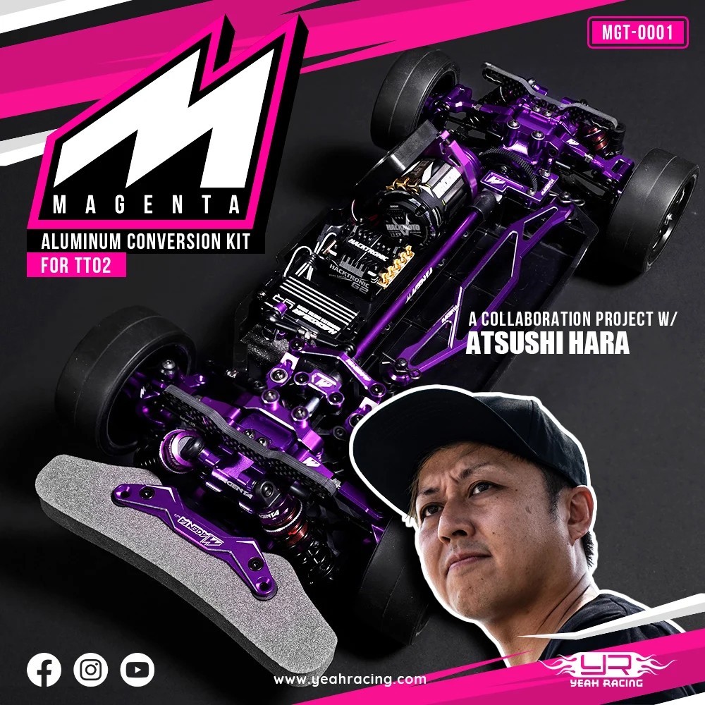 Yeah Racing Magenta Aluminum Conversion Kit For Tamiya TT02 Purple MGT-0001
