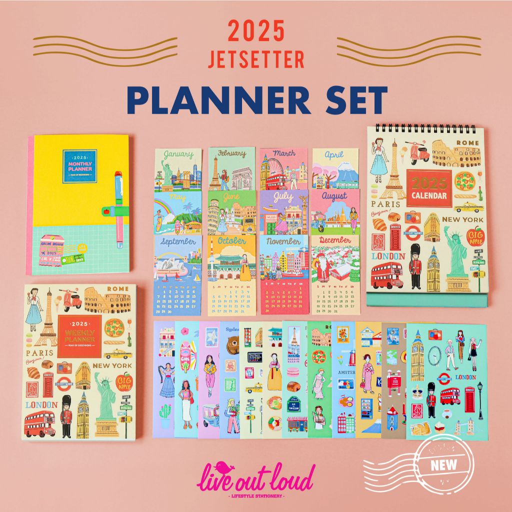 2025 Planner Set Jetsetter (Live Out Loud x LMOLMO) เซตแพลนเนอร์ ปฏิทิน 2025 สติกเกอร์เป็นของขวัญได้