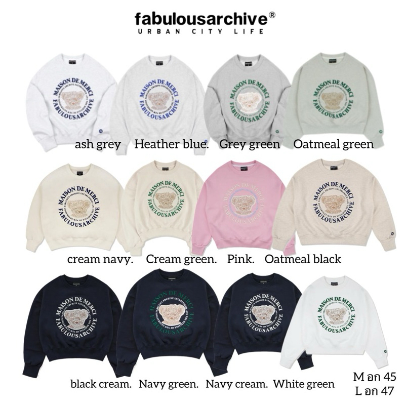 pre order ของแท้💯 FABULOUS ARCHIVE Maison de merci SWEATSHIRT เสื้อสเวตเตอร์แขนยาว ลายน่ารักมาก