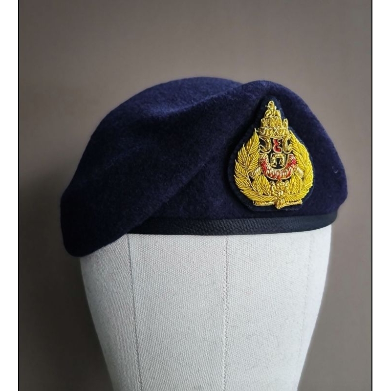 หมวกเบเร่ต์ อส. พร้อมจัดทรง หน้าหมวกแบบดิ้น ขนาด 2.5”