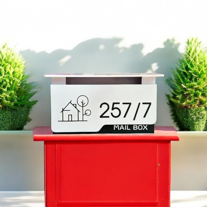 ตู้จดหมายพลาสวูด มินิมอล สวยๆ พร้อมป้ายบ้านเลขที่ ตู้ไปรษณีย์ Mailbox ทนฝนได้ดี ไม่เป็นสนิม