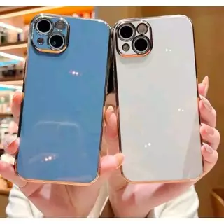 เคส TPU ขอบทอง สำหรับ iPhone 6 7 8 11 Pro max 12 12Pro max 13 13Promax 14Pro max 15Pro max สีสวย เรียบหรู ดูดี