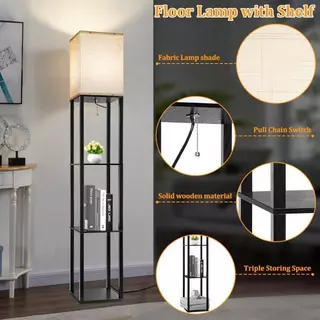 โคมพื้น floor lamp สีหลอดไฟ นํา ด้วยชั้นวาง สำหรับห้องนั่งเล่นห้องนอนสำนักงาน