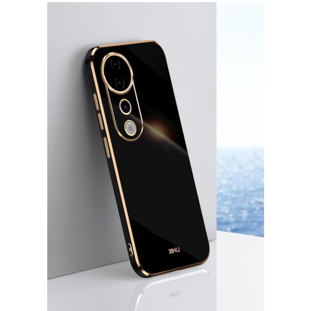 เคส TPU ขอบทอง สำหรับ VIVO V70 V50 V40 V40PRO V60 V40LITE V30 V30PRO V30E V29 สีสวย เรียบหรู ดูดี สีพลาสเทล กันกล้อง