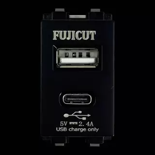 เต้ารับ USB Type A + C - 5V 2.4A USB Charger Socket (สีขาวและสีดำ) แบรนด์ Fujicut (รับประกัน 2 ปี)