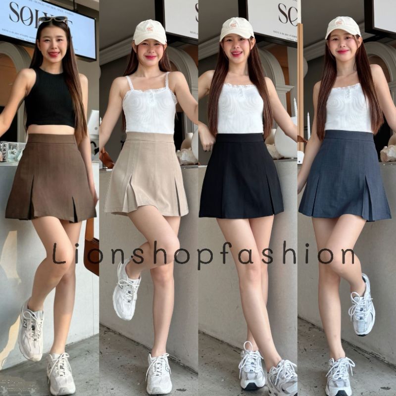 Trend กางเกงกระโปรงทรงเทนนิส(S-2XL) ผ้าป๊อกกี้ ซิปหลัง(NT201) เอวสูง เก็บทรงสวย (กางเกงข้างในใช้ผ้าเดียวกัน) พร้อมส่่่ง