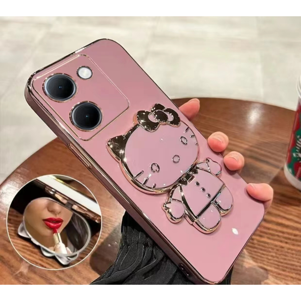 เคส คิตตี้ ตั้งได้ กระจก สำหรับ OPPO A6T A6 A6X A6PRO A5PRO A5 A5X A5i A3 A3X A3PRO น่ารัก  กระจก ตั้งได้ หมุ่นได้